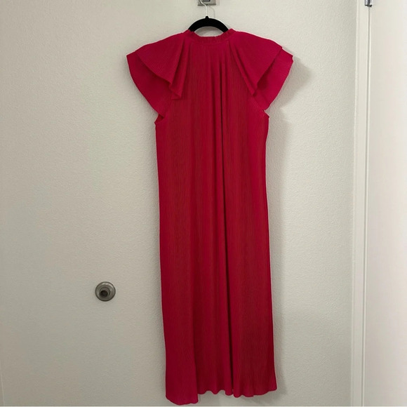 New NWT J.McLaughlin Aisha Dress in pink size XS pleated midi dress Carmine Rose - Picture 4 of 9